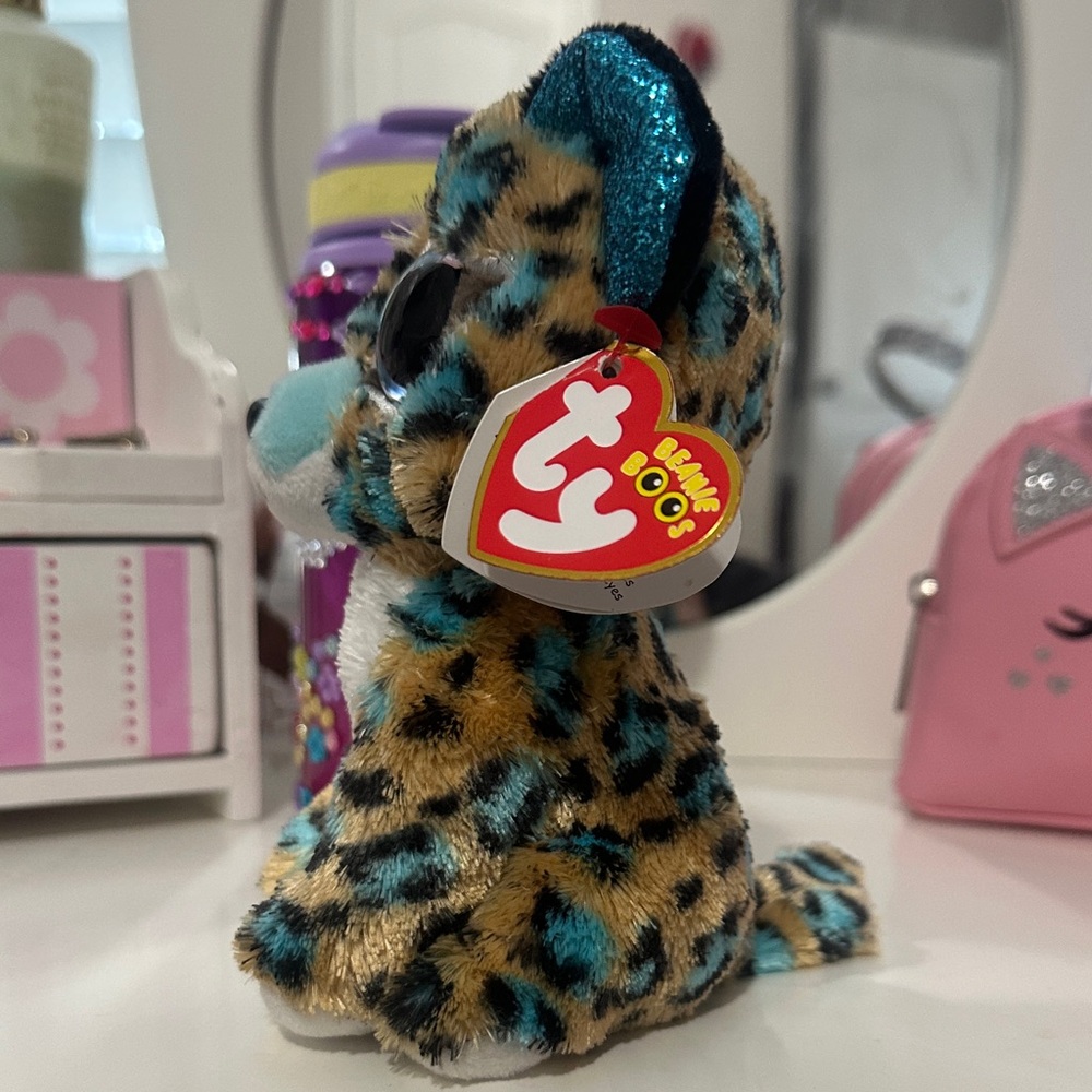 Ty Beanie Boo’s Collection “Cobalt” Blue and Black Spotted Leopard Plush Toy NWT - Picture 2 of 11
